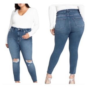 Good American Good Waist Crop High Waisted Distressed Skinny Jeans NEW